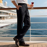BONSIR  -  New American Style Business Men Suit Pants Light Luxury Leisure Linen Straight Pants Urban Fashion High Quality Loose Trousers