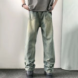 Bonsir Summer New Fashion Casual Retro Distressed High Street Straight Jeans Men'S Loose Korean Style Trendy Wide Leg Long Pants Men