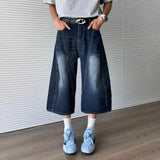 BONSIR  -  Mens Cropped Trousers Embroidered Deconstructed Casual Denim Shorts Streetwear Fashion Versatile Shorts Men'S Clothing 2025 New