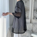BONSIR  -  Korean Style Round Neck Gauze Breathable Clothes Man Summer Fashion Loose Sheer Thin Style Men's Wear