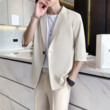 Bonsir Summer Short Sleeved Blazer Men Slim Fit Fashion Social Mens Dress Jacket Korean Casual Suit Jacket Mens Office Formal Jackets