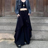 BONSIR  -  Y2k Irregular Skirt Pants Gothic Dark  Multi-Layer Casual Pants Genderless Streetwear Fashion Youth Wide-Leg Pants Unisex