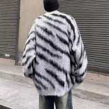 BONSIR  -  Hong Kong style lazy striped contrasting sweater for men in autumn and winter fashion brand versatile casual loose jacket
