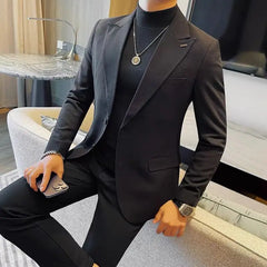 Bonsir British Style Big Collar Design Men Suit Jacket Luxury Business Formal Wear Plain Color Blazer High Quality Wedding Dress Coats