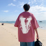 BONSIR  -  Summer Men Funny Smoke V Printed T Shirt Male O-neck T-shirt Daliy All-match Causal Tshirts Women Short Sleeve Tee Tops 5 Colors