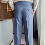 Bonsir High Quality Business Casual Draped High-waist Trousers Men Stripes Formal Pants Male Formal Office Social Suit Pants