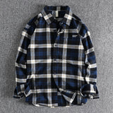 Bonsir New Spring Vintage Ground Wool Plaid Long-sleeved Shirt Men's Back Embroidery Pattern All-match Youth Coat Casual Shirts