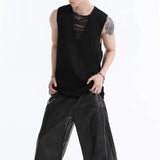 Bonsir Mens Vest Ripped Daily Casual Tank Top Spring And Summer Street Wear Fashion Youth Campus Sleeveless Top Men'S Clothing