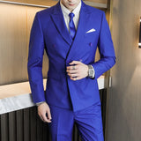 Bonsir 10 Color 2 Peices Sets Dress Suits Men ( Blazer + Pants) Wedding Stage Wear Double Breasted Formal Suit Costume Homme 6XL-M