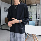 BONSIR  -  Summer Short Sleeved T-shirt Men Oversized Black White Casual T Shirt Men Streetwear Hip-hop Loose Ice Silk T Shirt Mens Top
