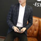 Bonsir Men's Jackets Blazers Wool & Blends Male Coats Slim Fit Lattice Y2k High Quality Vintage Deals Luxury Designer Original Brands