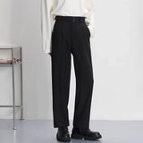 BONSIR  -  Korean Style Fashion Luxury Drape Straight Pants Men 2025 Spring And Autumn New Retro Solid Color Trend Mens Casual Trousers