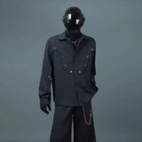 Bonsir Mens Shirt Rivet Stitching Casual Shirt Spring Street Wear Fashion Personality All-Match Long-Sleeve Top Men'S Clothing 2025 New