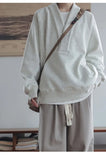 BONSIR  -  new graphite gray chic V-neck sweatshirt, bristle plus fleece raglan sweatshirt jacket