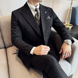Bonsir (Jacket+Vest+Pant) Autumn Winter Thickened Woolen Suit New High Quality Slim Business Tuxedo Fashion Wedding Social Suits