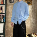 Bonsir Mens Shirts Lace Pleated Shirts Autumn Streetwear Fashion Medieval Court Elegant Casual Thin Long Sleeve Tops Men'S Clothing