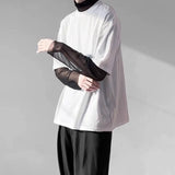 BONSIR  -  Man Summer Fashion Long Sleeve Net Yarn Tops 2023 New Turtleneck All-match Solid Color Sunscreen Clothing T-shirt