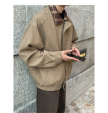 BONSIR  -  The Plaid-Trim Bomber | Men's Plus-Size Maillard Shacket for Urban Layering M-5XL High-quality Men's Spring and Autumn Jacket