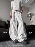 BONSIR  -  American High Street White Design Bend Knife Jeans Men Women Summer Loose Slim High Waist Wide Leg Floor-Length Pants