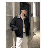 BONSIR  -  Autumn New Fashion Men's Loose Color-coded Casual Trendy Turn-down Collar Long Sleeve Zipper Jacket Male Coat Clothes Tops