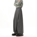 BONSIR  -  Grey Black Suit Pants Men Oversized Society Mens Dress Pants Korean Casual Loose Wide Leg Pants Mens Office Formal Trousers