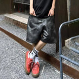 Bonsir Shorts Mens PU Leather Urban Hip-hop Streetwear Casual Fit Trendy Summer Fashion Wide-leg Bottoms Style Cool Oversize Men Shorts