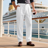 BONSIR  -  New American Style Business Men Suit Pants Light Luxury Leisure Linen Straight Pants Urban Fashion High Quality Loose Trousers