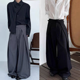 BONSIR  -  Mens Trousers Belted Pleated Casual Pants Streetwear Fashion Niche Summer Youth Campus Wide Leg Pants Men'S Clothing 2025 New