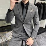 Bonsir ( Blazer + Pants ) New Formal Business Plaid Mens Suits Slim Formal Masculino Terno Tuxedo Groom Prom Wear 2 Pieces Set