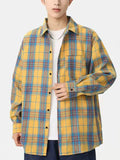 BONSIR  -  Brown Retroplaidshirtlong Sleeveshong Kong Styleclassy Japanese StyleJuku Style Loosetopscasual Shirtoutwear