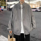 Bonsir Korean style high street men and women trendy personality stand up collar cardigan sweater couple loose retro casual top y2k