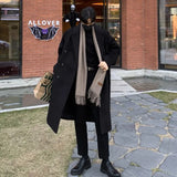 Bonsir Winter Men Black Thick Woolen Trench Coats Korean Style High Quality Male Casual Trenchcoat Men's Streetwear Windbreaker