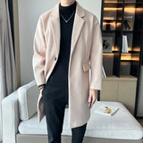 Bonsir New Autumn Woolen Trench Korean Men Fashion Business Casual Solid Long Trench / Streetwears Winter Men One Button Overcoat