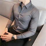 Bonsir New No Trace Slim Fit Shirts For Men High Quality Long Sleeve Slim Fit Casual Business Shirts Formal Social Party Dress