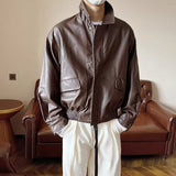BONSIR  -  Men Fashion Lapel PU Leather Casual Biker Coat Streetwear Social Jackets Men Autumn Double Zipper Motorcycle Leather Jackets