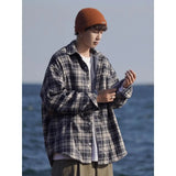 BONSIR  -  American retro plaid shirt men's autumn and winter thickened and fleece warm, trendy loose and casual long-sleeved shirt jacket