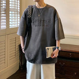 BONSIR  -  Summer Letter Foming Printing Suede T-Shirt Men 2024 Mens Hip Hop T-Shirts Streetwear Round Neck Tshirt Loose Casual Unisex Tops