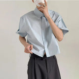 BONSIR  -  Mens Shirt Casual Youth Campus Thin Shirt Summer Versatile Breathable Daily Plain Short-Sleeved Top Men'S Clothing 2025 New
