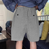 BONSIR  -  Men Striped Shorts Button Oversize Summer Joggers Casual Men Bottoms Streetwear Pockets 2025 Leisure Male Shorts S-5XL