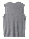 BONSIR  -  New Popular Preppy Style Men Sweater Vest Casual Knitted Streetwear Solid Color V Neck Waistcoat Leisure High Quality Knitwear