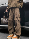 BONSIR  -  Autumn Big Pocket Men's Cargo Pants Japanese Y2k Harajuku Loose Straight Wide Leg Trousers Baggy Pants Man Hip Hop Sweatpants