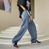 Bonsir Neutral Simple Solid Long Jeans Men Korean Style Fashion High Street Loose Casual Jean Pants Male Daliy All-match Trousers