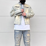 Bonsir Y2k Streetwear Washed Biker Jeans jackets for Men and Women Zipper Pocket Ropa Hombre Windbreaker Denim Coat Oversized