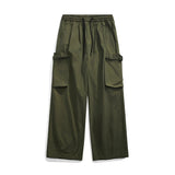 BONSIR  -  Wide Leg Mop Pants New Autumn and Winter Men's Solid Color Large Pocket Workwear Straight Tube Loose Casual Pants