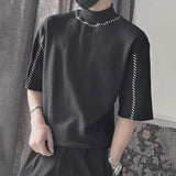 Bonsir Men Y2k Contrast Color Printing Casual Short-Sleeved T-Shirt Daily Streetwear Simple Trend Personality All-Match Top 2024 Summer