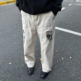 BONSIR  -  Mens Trousers Hip-Hop Print Cargo Casual Pants Streetwear Fashion Niche Personality All-Match Wide-Leg Pants Men'S Clothing 2025