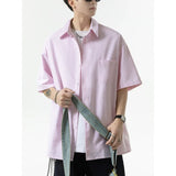 BONSIR  -  Oxford spinning blue and white shirt men's short sleeve Japanese coat high sense shirt students summer
