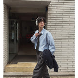 BONSIR  -  Men's Japanese-Inspired Oversized Long Sleeve Casual Shirt - Relaxed Fit Button-Down Streetwear Top for Trendy Layered Outfits