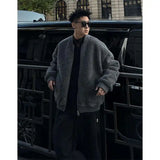 BONSIR  -  A large-sized men's jacket with a high-end American style in winter, featuring thickened lambskin and granular fleece