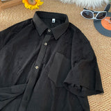 BONSIR  -  Men Streetwear Hollow Hole Short-sleeved T-shirt Hip Hop Single-breasted Short-sleeved Shirt Summer Trendy Couple Fashion Tops
